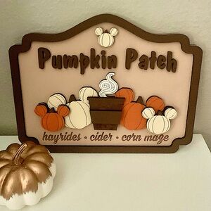 Pumpkin Patch with Mickey Pumpkins Sign